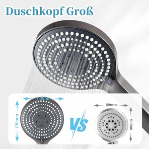 Duschkopf mit 6 Strahlarten - Gebürstetes Schwarzchrom Chrom
