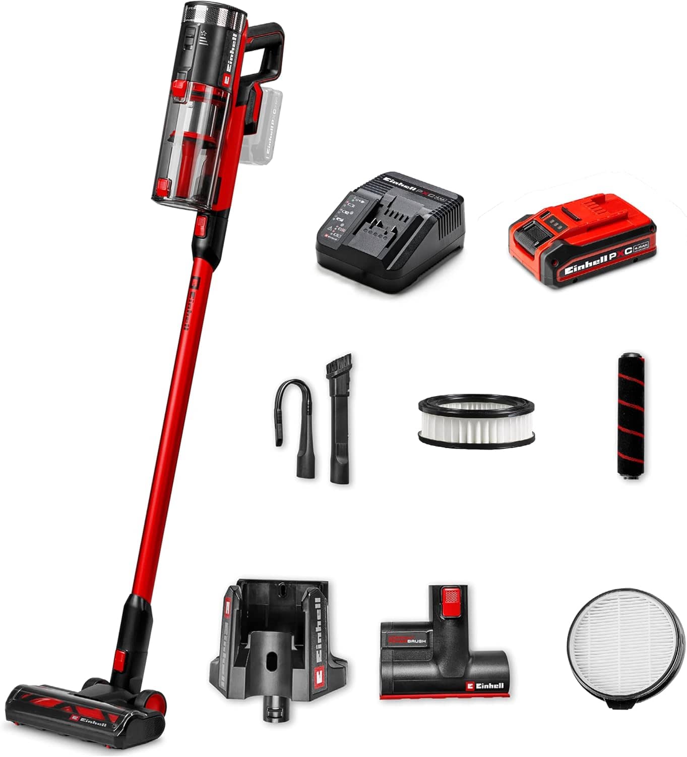 Einhell Akku-Stielstaubsauger TE-SV 18/270 Li Bl-Solo Inkl. 4,0Ah Plus Akku  2 Zusatzfiltern
