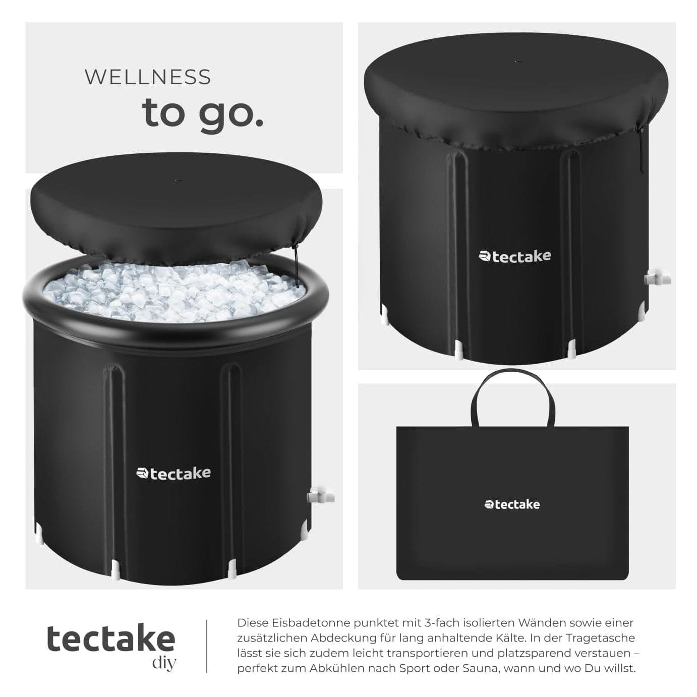 Eisbad mit aufblasbarem Aussenring und Abdeckung