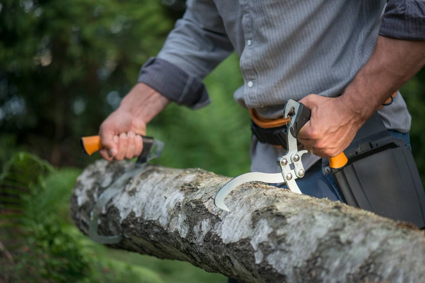 Fiskars Hebehaken Zur Holzbearbeitung, Inklusive Köcher, Schwarz/Orange, Woodxpert, 1003624 Hebehaken