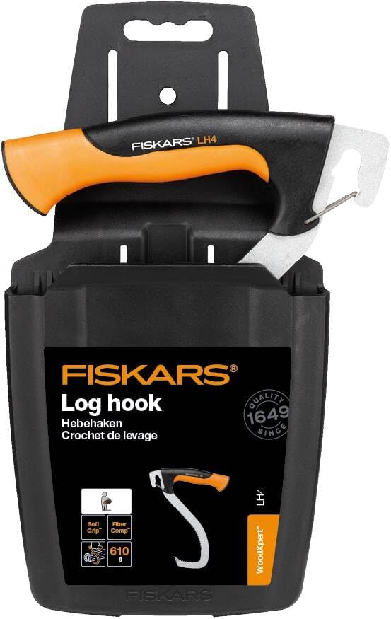 Fiskars Hebehaken Zur Holzbearbeitung, Inklusive Köcher, Schwarz/Orange, Woodxpert, 1003624 Hebehaken