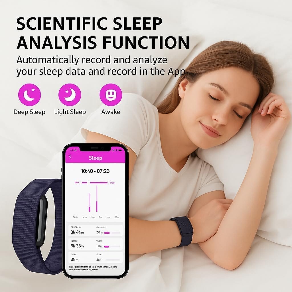 Fitness Armband Ohne Display Aktivitätstracker Damen Herren Mit Integriertem GPS, Pulsmesser, SPO₂ Schrittzähler, Schlafmonitor, Whatsapp Benachrichtigungen, 2 Armbänder Schwarz + Blau