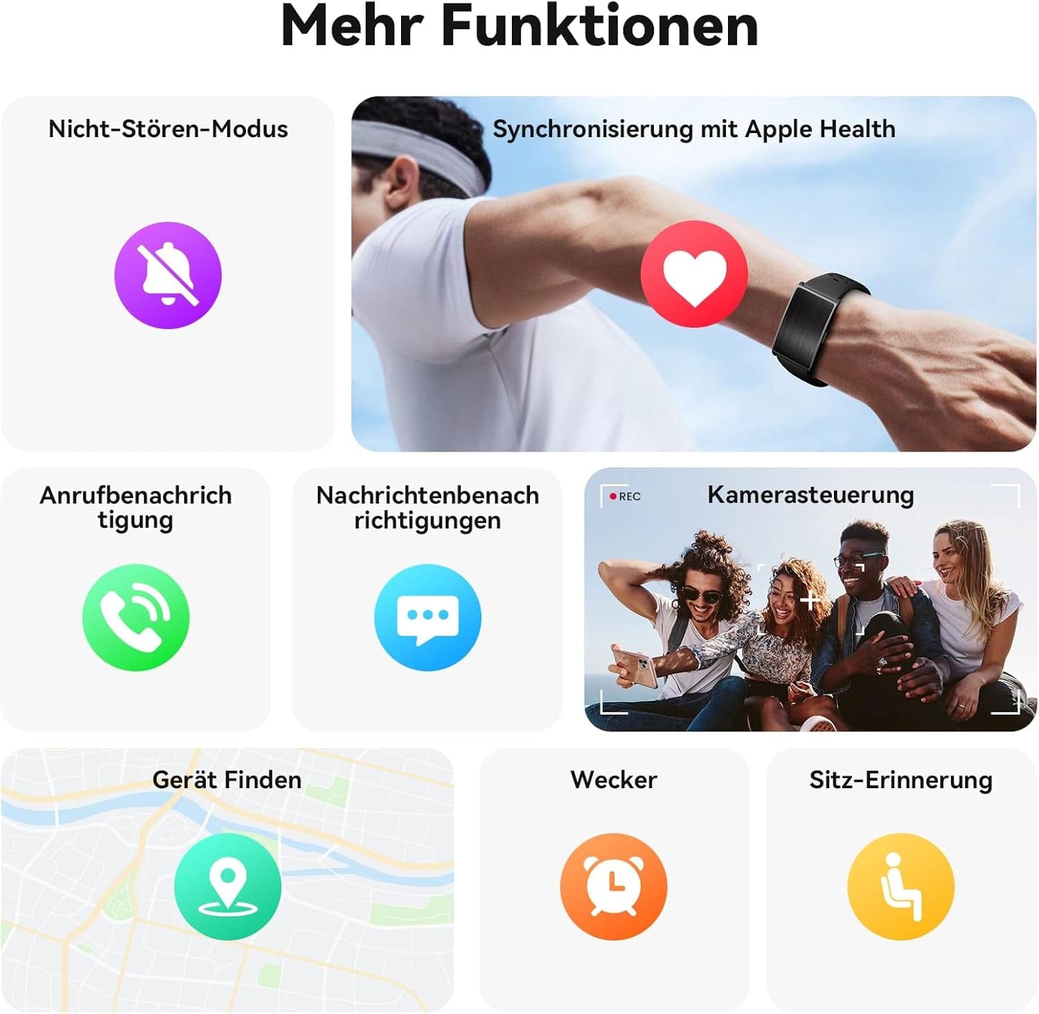 Fitness Tracker Damen Herren Ohne Display, Smartband Smartwatch 24/7 Aktivitäts Und Schlaftracker Mit Herzfrequenz Mit Ki-Analyse, 60 Tage Akkulaufzeit, 170+ Sportmodi, Kein ABO Erforderlich Schwarz