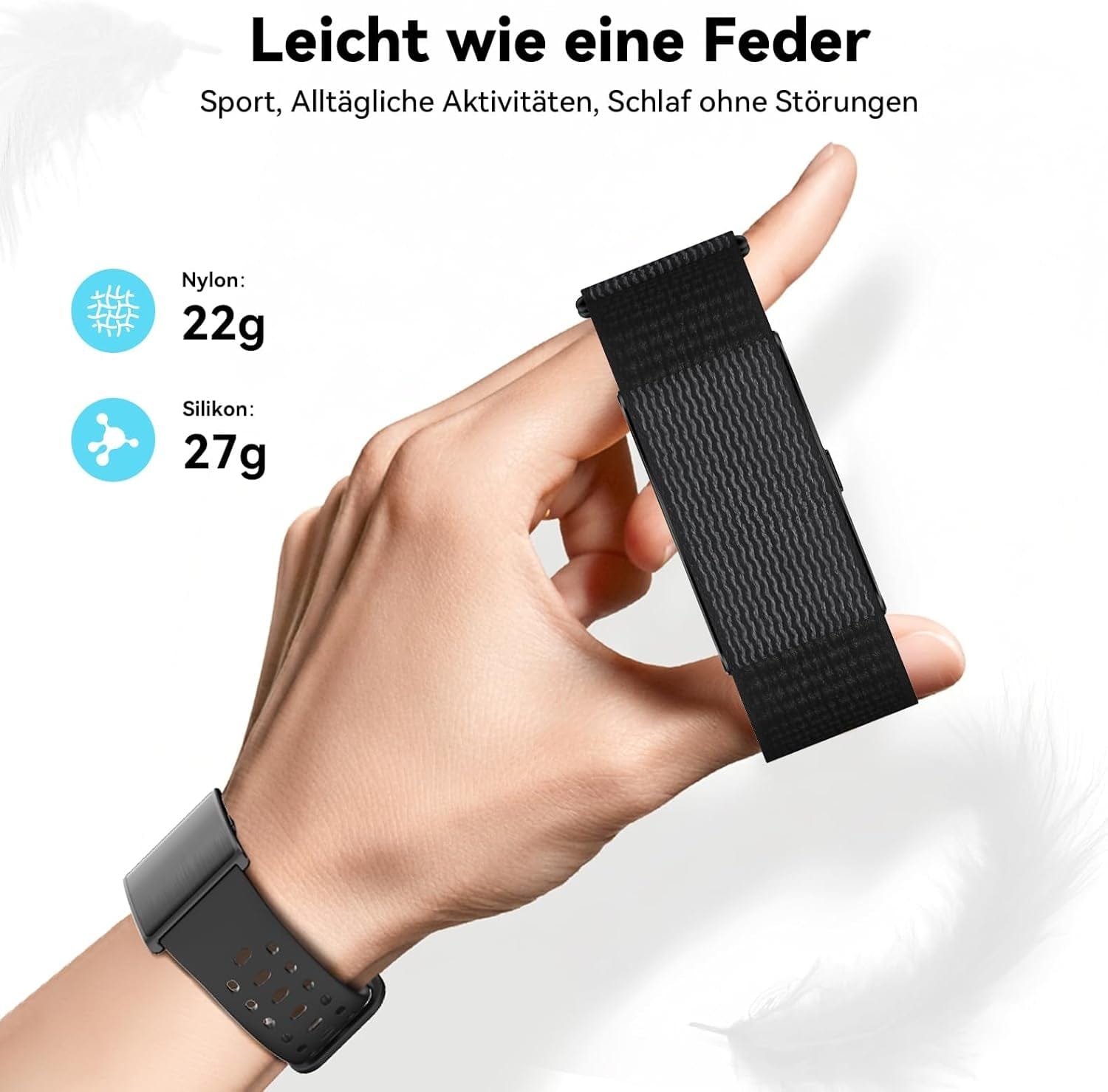Fitness Tracker Damen Herren Ohne Display, Smartband Smartwatch 24/7 Aktivitäts Und Schlaftracker Mit Herzfrequenz Mit Ki-Analyse, 60 Tage Akkulaufzeit, 170+ Sportmodi, Kein ABO Erforderlich Schwarz