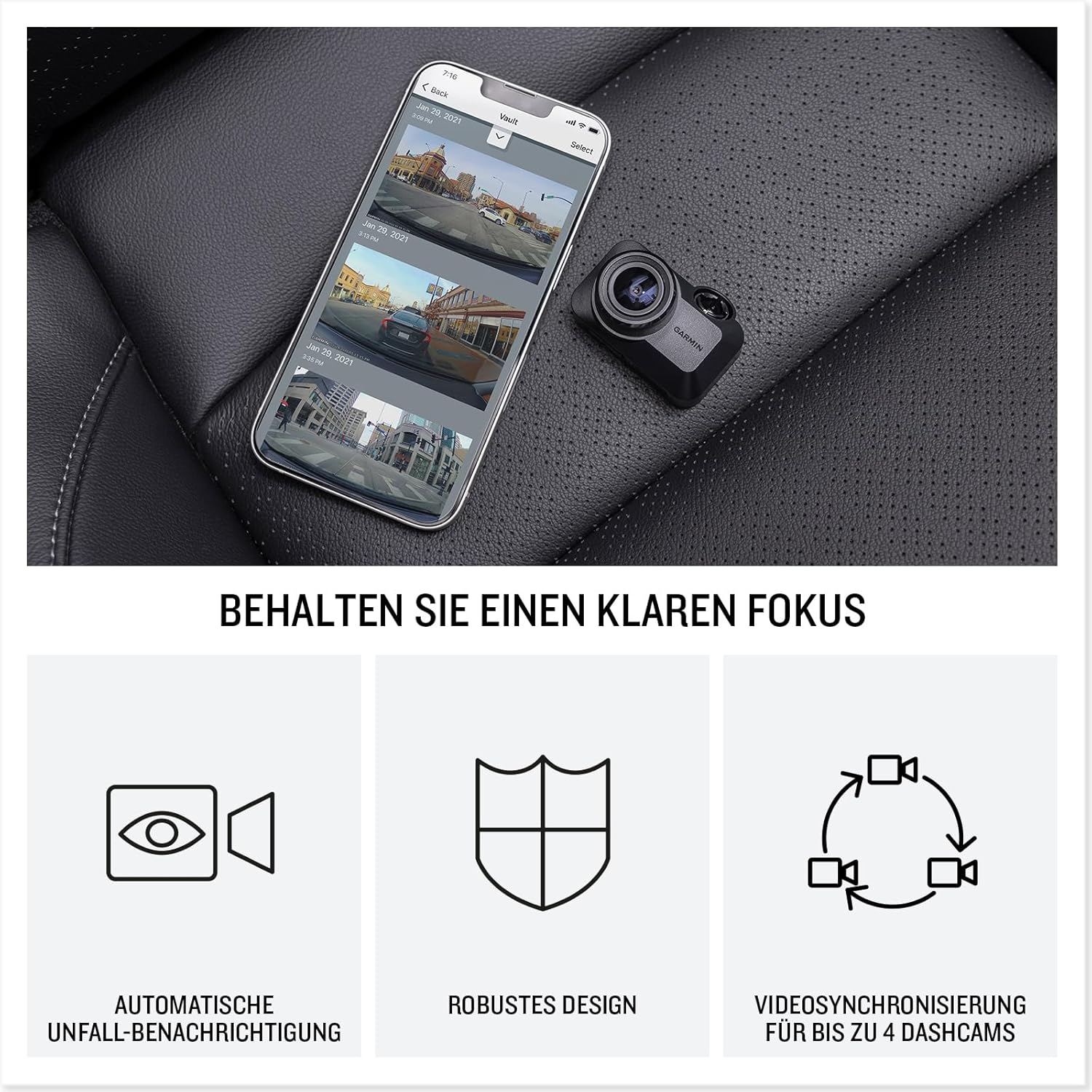Garmin Dash Cam™ Mini 3 - Kleine Dash Cam Mit 1.080P Hd-Auflösung, 140° Bildwinkel, Garmin Clarity Polfilter Und Automatischer Unfallerkennung Dash Cam Mini 3