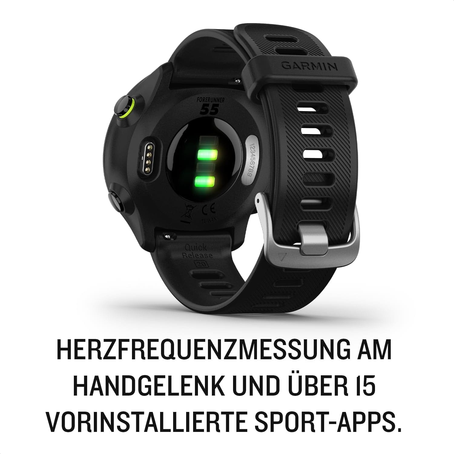 Garmin Forerunner 55 – Gps-Laufuhr Mit 1,04“ Always-On-Farbdisplay, Täglichen Trainingsempfehlungen, Laufzeitprognose, Sport-Apps, Schwarz Und Bis Zu 14 Tagen Akkulaufzeit. Schwarz / Single