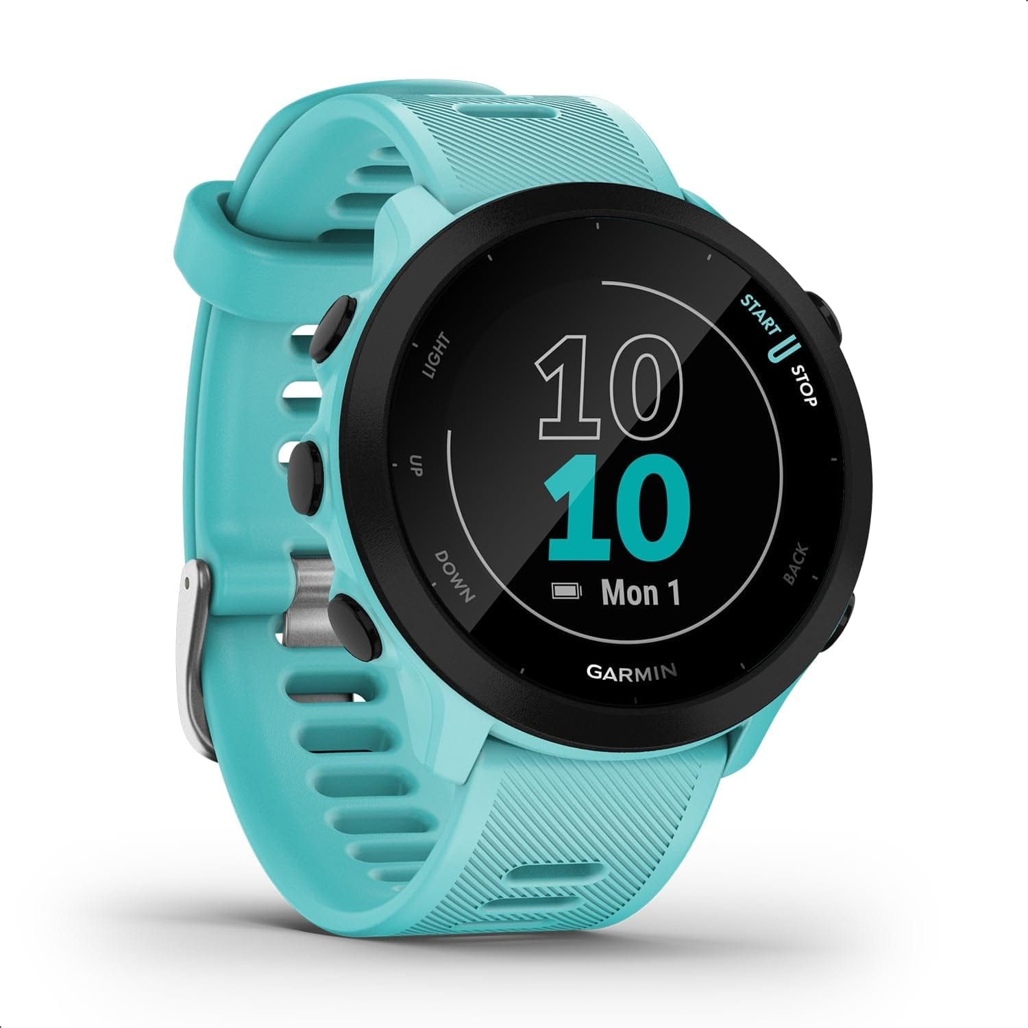 Garmin Forerunner 55 – Gps-Laufuhr Mit 1,04“ Always-On-Farbdisplay, Täglichen Trainingsempfehlungen, Laufzeitprognose, Sport-Apps, Schwarz Und Bis Zu 14 Tagen Akkulaufzeit. Schwarz / Single
