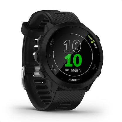 Garmin Forerunner 55 – Gps-Laufuhr Mit 1,04“ Always-On-Farbdisplay, Täglichen Trainingsempfehlungen, Laufzeitprognose, Sport-Apps, Schwarz Und Bis Zu 14 Tagen Akkulaufzeit. Schwarz / Single