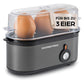 Gourmetmaxx Design Eierkocher Für 2 Eier | Kompakter Egg Boiler | Egg Cooker Mit Eierstecher, Messbecher & Signalton | 3 Härtegrade | Leichte Reinigung & Spülmaschinenfeste Teile Schwarz / 2 Eier