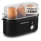 Gourmetmaxx Design Eierkocher Für 2 Eier | Kompakter Egg Boiler | Egg Cooker Mit Eierstecher, Messbecher & Signalton | 3 Härtegrade | Leichte Reinigung & Spülmaschinenfeste Teile Schwarz / 2 Eier