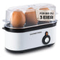 Gourmetmaxx Design Eierkocher Für 2 Eier | Kompakter Egg Boiler | Egg Cooker Mit Eierstecher, Messbecher & Signalton | 3 Härtegrade | Leichte Reinigung & Spülmaschinenfeste Teile Schwarz / 2 Eier