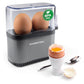Gourmetmaxx Design Eierkocher Für 2 Eier | Kompakter Egg Boiler | Egg Cooker Mit Eierstecher, Messbecher & Signalton | 3 Härtegrade | Leichte Reinigung & Spülmaschinenfeste Teile Schwarz / 2 Eier