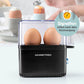 Gourmetmaxx Design Eierkocher Für 2 Eier | Kompakter Egg Boiler | Egg Cooker Mit Eierstecher, Messbecher & Signalton | 3 Härtegrade | Leichte Reinigung & Spülmaschinenfeste Teile Schwarz / 2 Eier