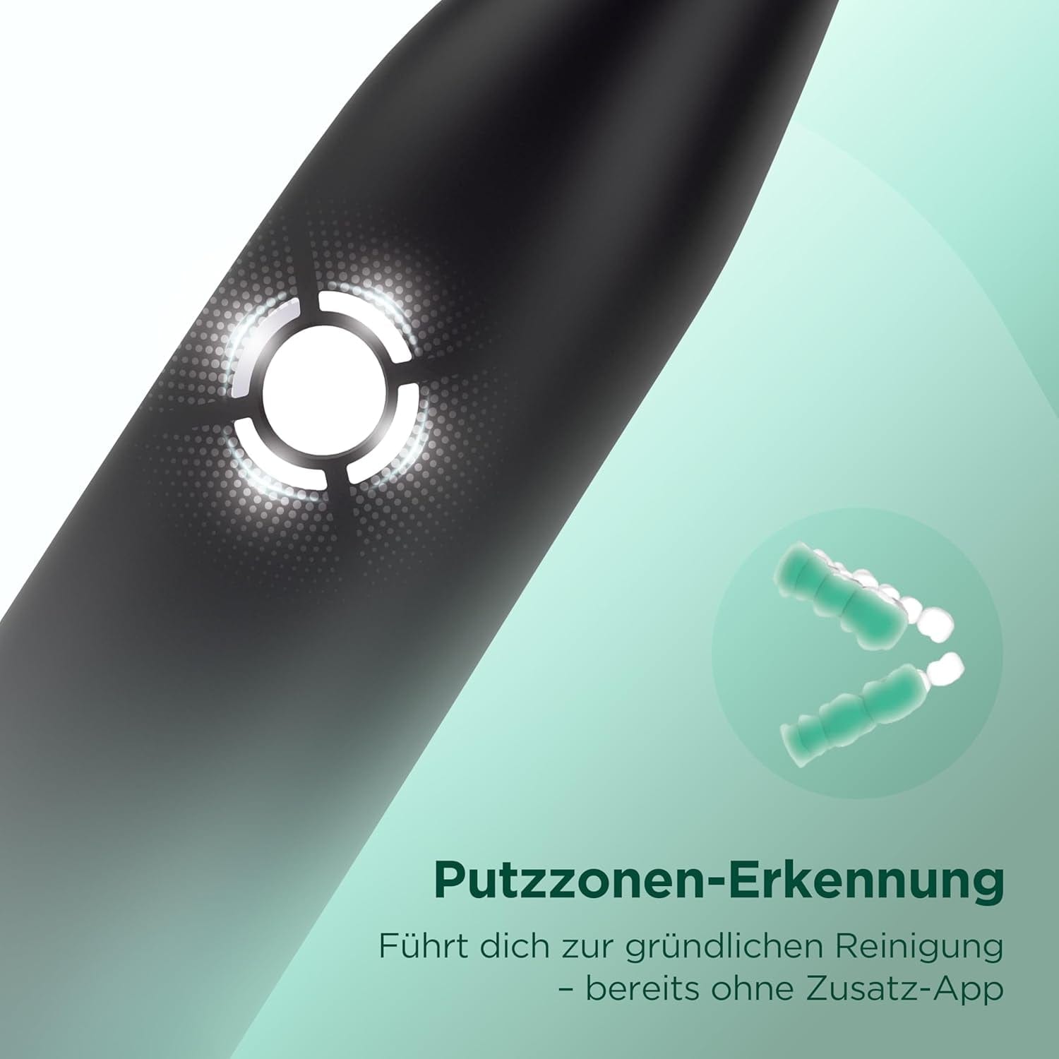 GUM SMART ONE Elektrische Zahnbürste | Geschwindigkeitskontrolle | Timer | 4 Putzmodi | 6 Wochen Akkulaufzeit | GUM SMART App | 1X Schall-Zahnbürste | 2X Bürstenköpfe | Schwarz