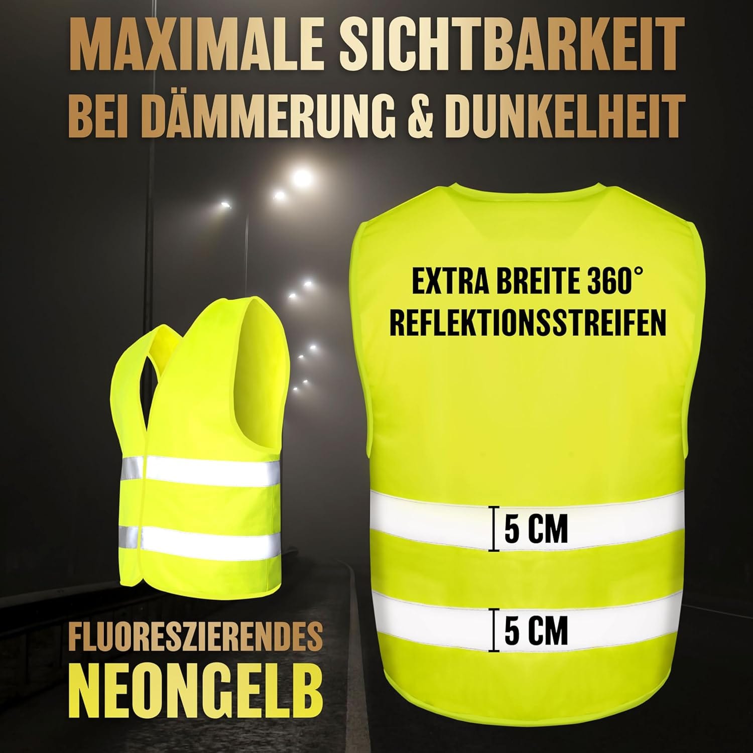 HELDENWERK Auto Warnweste 2Er Set Für Erwachsene Europaweit Einsetzbar - Reflektierende Warnwesten 2025 - PKW Sicherheitsweste, Pannenweste, KFZ Weste