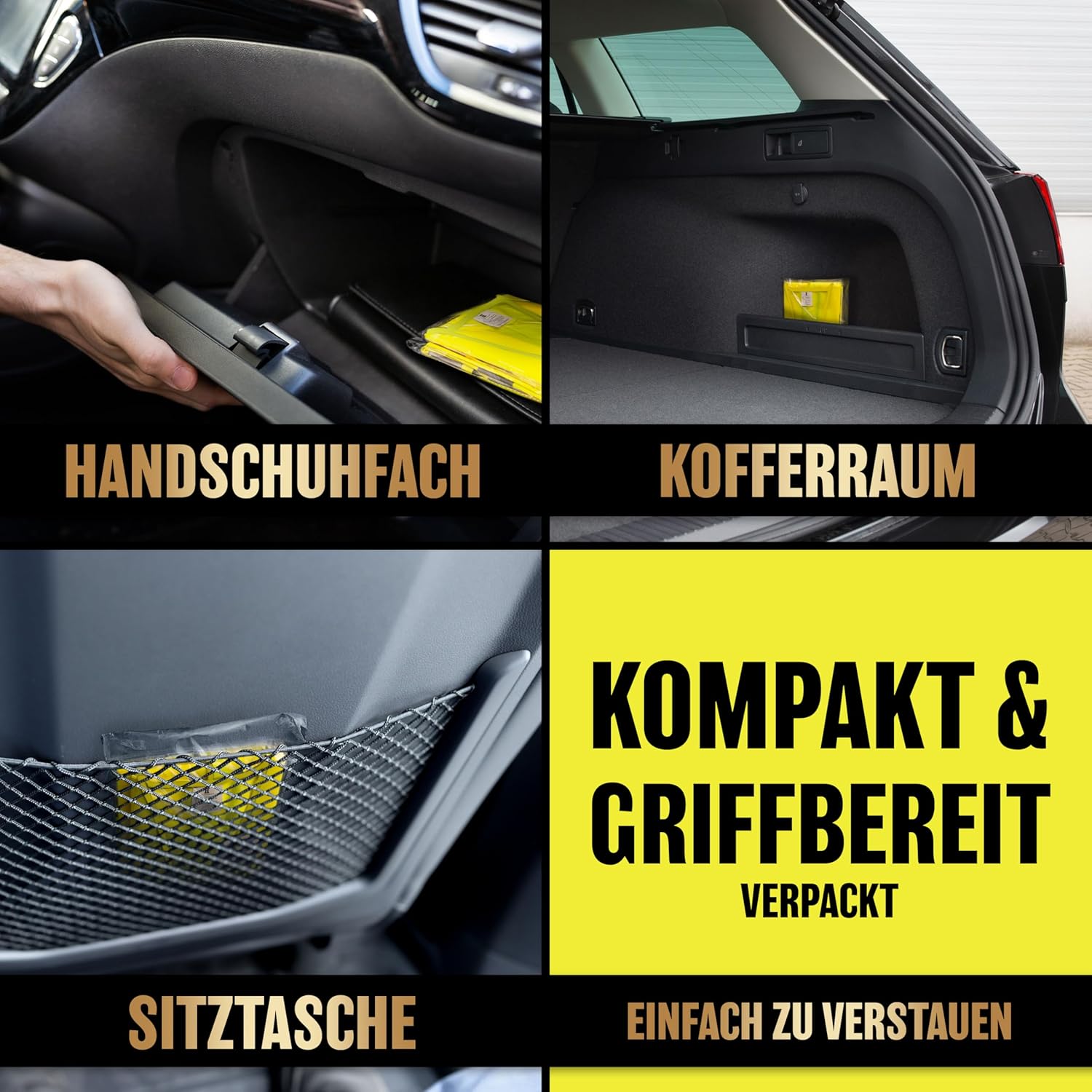 HELDENWERK Auto Warnweste 2Er Set Für Erwachsene Europaweit Einsetzbar - Reflektierende Warnwesten 2025 - PKW Sicherheitsweste, Pannenweste, KFZ Weste