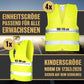 HELDENWERK Warnwesten Auto 5Er 4+1 Set Europaweit Gültig Nach EN ISO 20471 - Reflektierende Warnweste Auto Inkl. Kinderweste - Sicherheitsweste Auto Warnweste Gelb - Warnschutzweste Sicherheitswesten Gelb