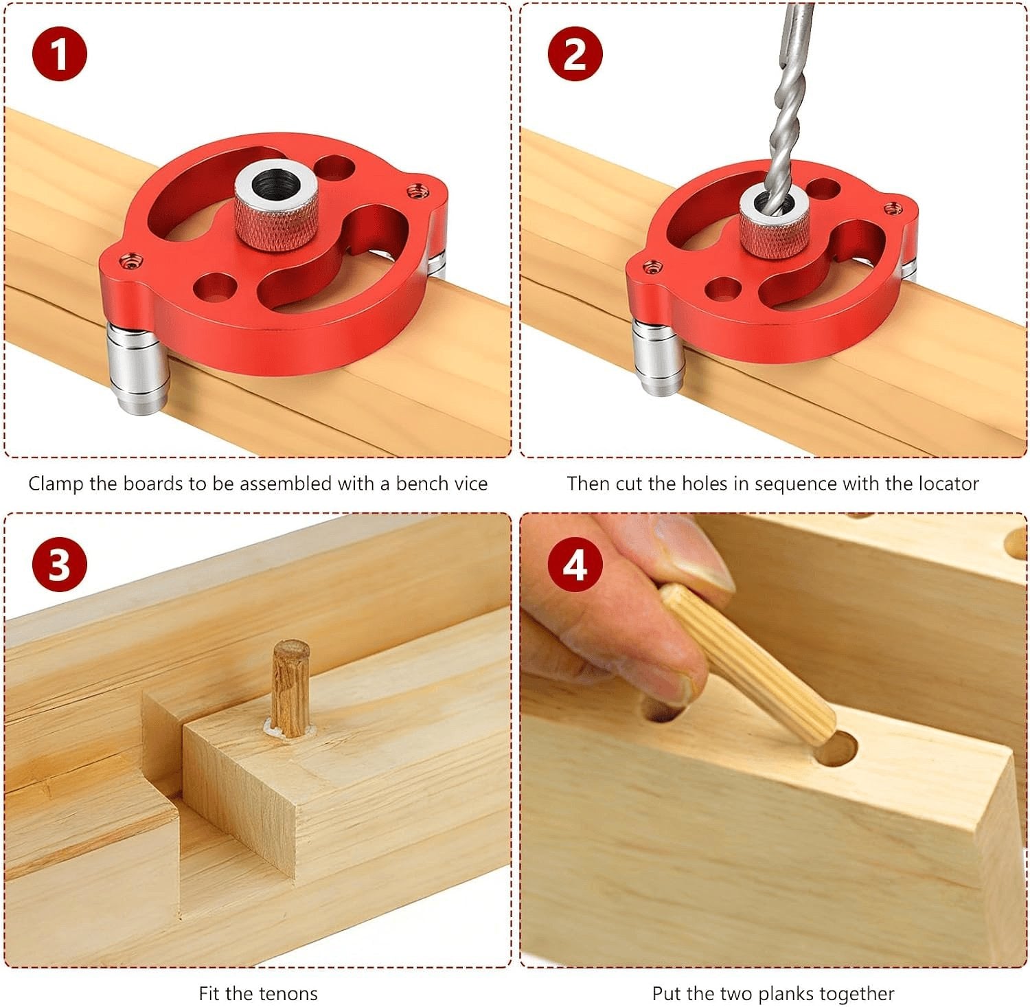 Holzbearbeitungs Bohrhilfe Mittenfinder, Bohrhilfe Senkrecht Bohren, Holzbearbeitungs Bohrlocher Locator Mittenfinder, 3/4/5/6/7/8/9/10 Mm Bohrbuchsen Für Vertikale Bohrungen