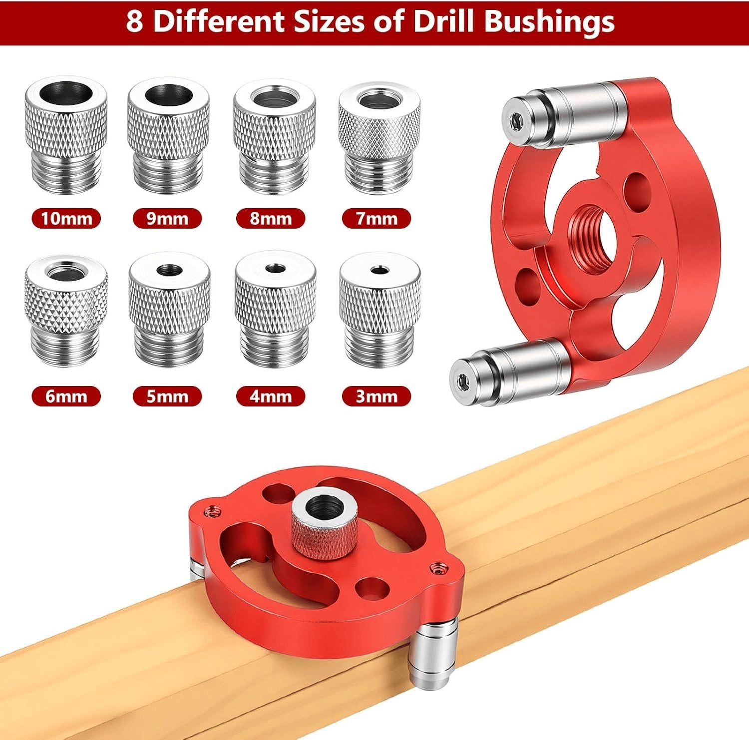 Holzbearbeitungs Bohrhilfe Mittenfinder, Bohrhilfe Senkrecht Bohren, Holzbearbeitungs Bohrlocher Locator Mittenfinder, 3/4/5/6/7/8/9/10 Mm Bohrbuchsen Für Vertikale Bohrungen