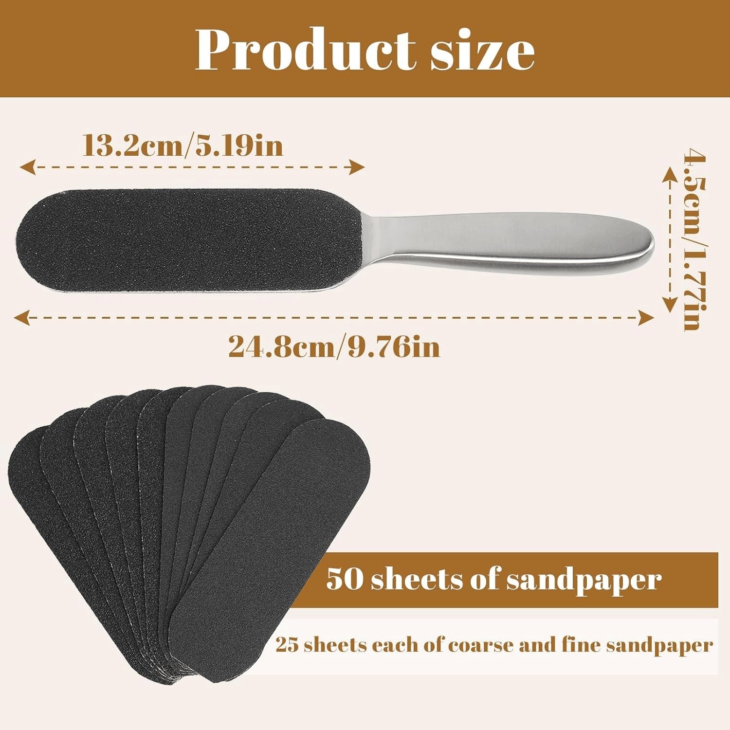 Hornhautentferner Fußfeile Set Mit Edelstahlgriff – 50 Stück Ersatzpads Für Hornhaut Entfernen & Fußpflege – Extra Große Raspel Für Ferse & Fußsohle – Perfekt Für Zuhause, Reise, Männer & Frauen