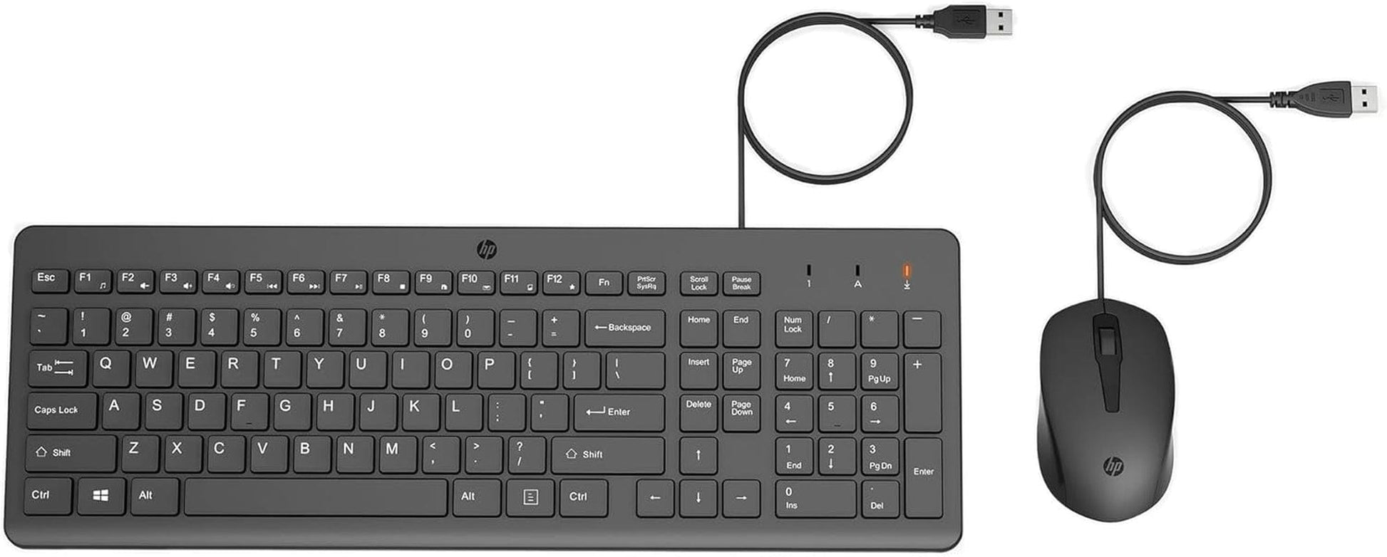 HP 150 Kabelgebundene Maus-Tastaturkombination, USB-A Anschlüsse, 12 Fn Tasten, 1.600 DPI, Funktioniert Mit Windows & Mac, Leise, QWERTZ Layout, Schwarz