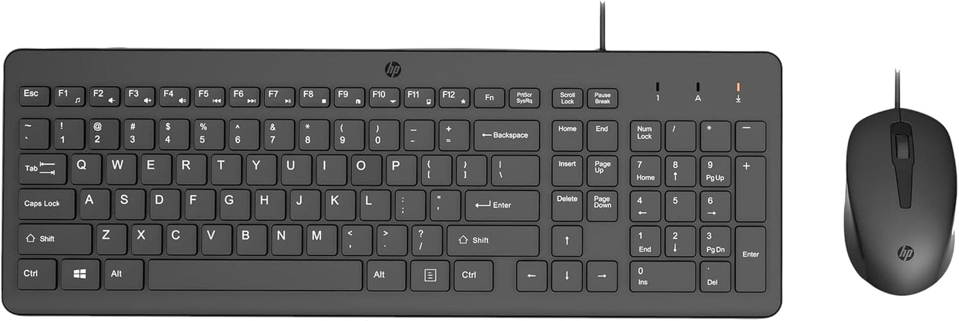 HP 150 Kabelgebundene Maus-Tastaturkombination, USB-A Anschlüsse, 12 Fn Tasten, 1.600 DPI, Funktioniert Mit Windows & Mac, Leise, QWERTZ Layout, Schwarz