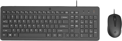 HP 150 Kabelgebundene Maus-Tastaturkombination, USB-A Anschlüsse, 12 Fn Tasten, 1.600 DPI, Funktioniert Mit Windows & Mac, Leise, QWERTZ Layout, Schwarz