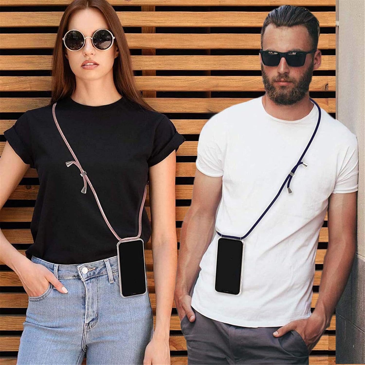 Hülle Kompatibel Mit Samsung Galaxy Xcover 7 | Handykette Smartphone Halskette Hülle Mit Band | Handyhülle Mit Kordel Zum Umhängen Kompatibel Für Galaxy Xcover 7 | Grau Schwarz