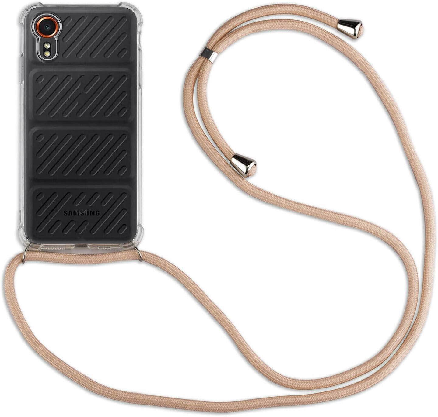 Hülle Kompatibel Mit Samsung Galaxy Xcover 7 | Handykette Smartphone Halskette Hülle Mit Band | Handyhülle Mit Kordel Zum Umhängen Kompatibel Für Galaxy Xcover 7 | Grau Schwarz
