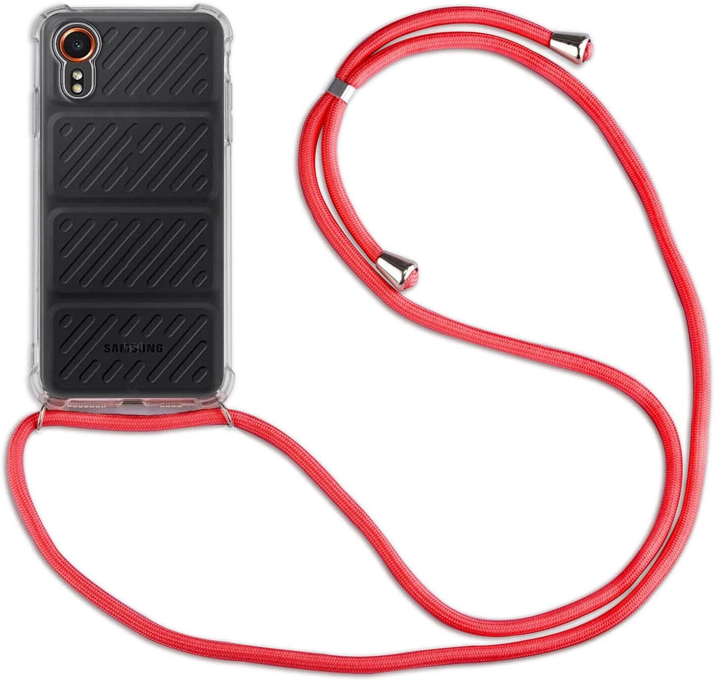 Hülle Kompatibel Mit Samsung Galaxy Xcover 7 | Handykette Smartphone Halskette Hülle Mit Band | Handyhülle Mit Kordel Zum Umhängen Kompatibel Für Galaxy Xcover 7 | Grau Schwarz