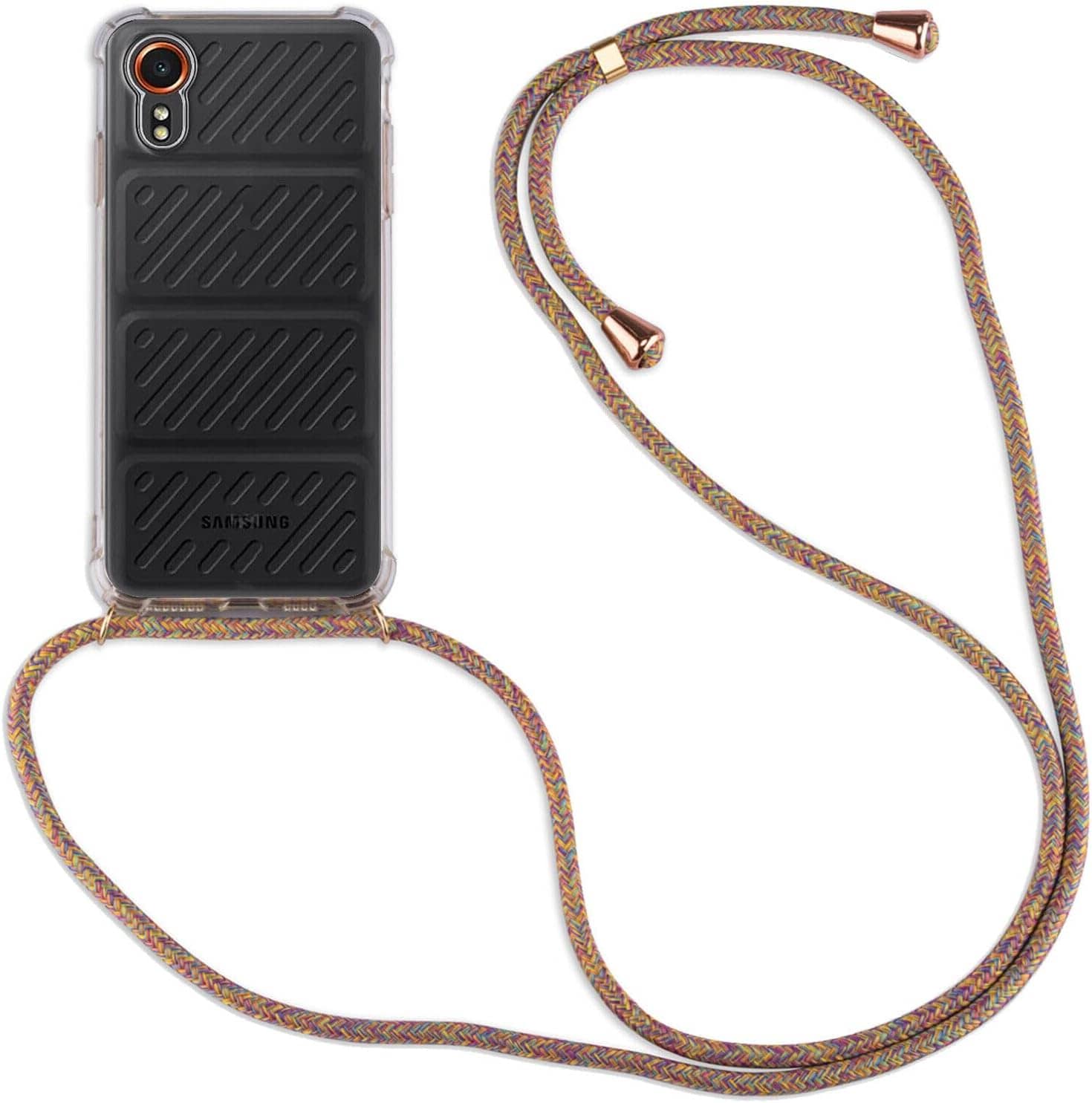Hülle Kompatibel Mit Samsung Galaxy Xcover 7 | Handykette Smartphone Halskette Hülle Mit Band | Handyhülle Mit Kordel Zum Umhängen Kompatibel Für Galaxy Xcover 7 | Grau Schwarz