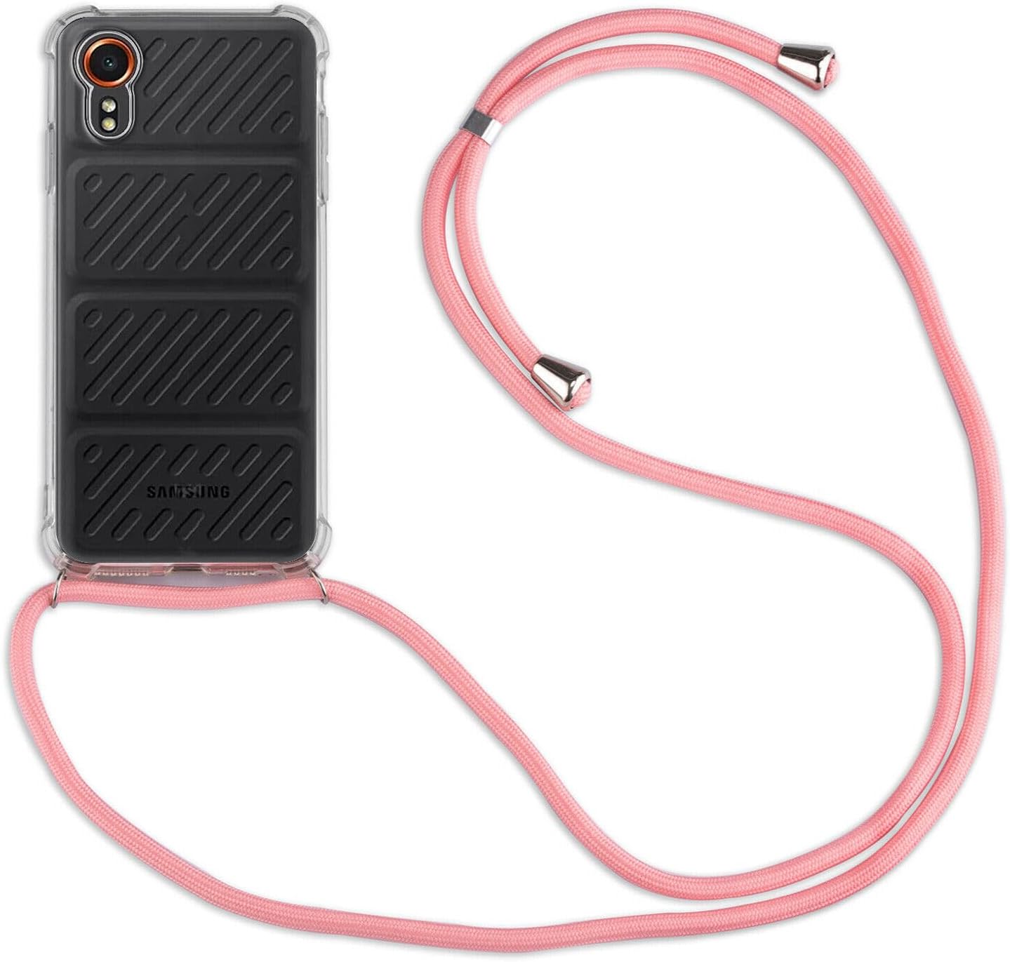 Hülle Kompatibel Mit Samsung Galaxy Xcover 7 | Handykette Smartphone Halskette Hülle Mit Band | Handyhülle Mit Kordel Zum Umhängen Kompatibel Für Galaxy Xcover 7 | Grau Schwarz