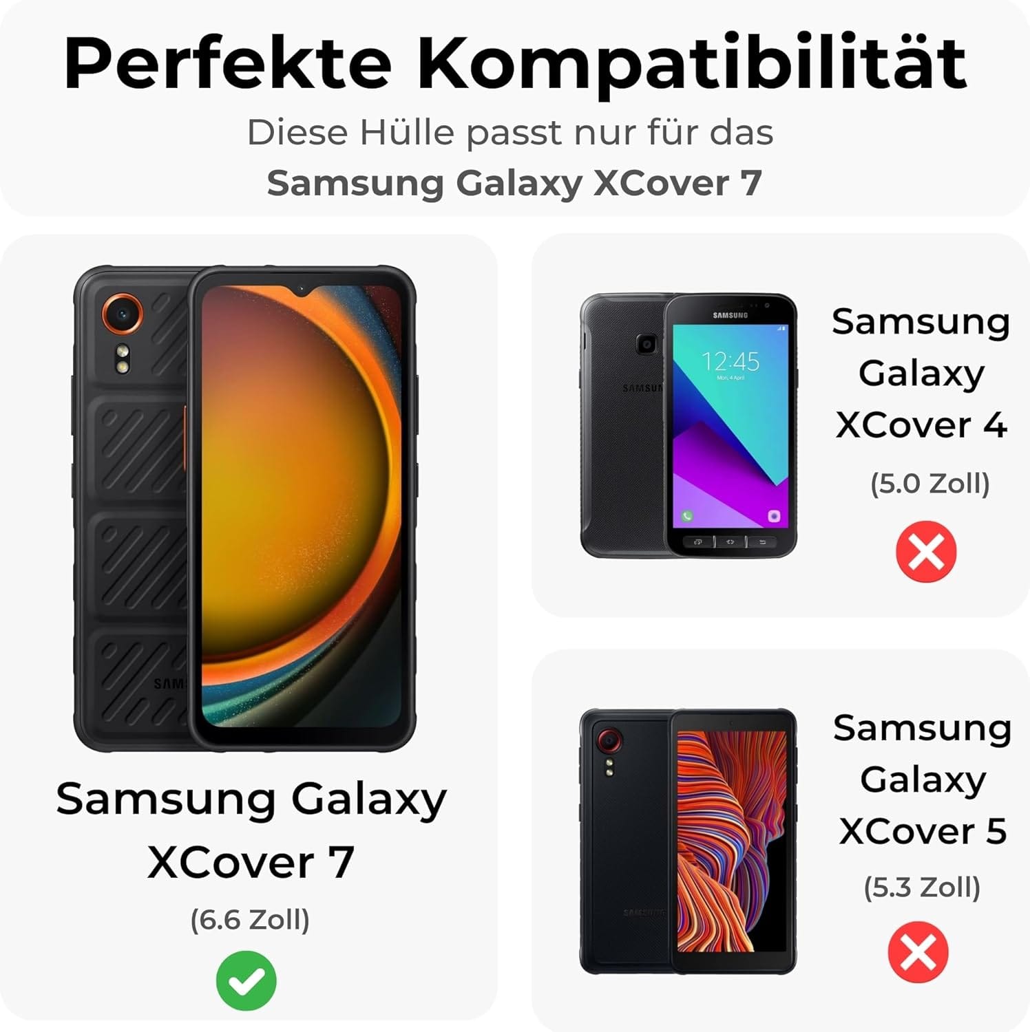 Hülle Kompatibel Mit Samsung Galaxy Xcover 7 | Handykette Smartphone Halskette Hülle Mit Band | Handyhülle Mit Kordel Zum Umhängen Kompatibel Für Galaxy Xcover 7 | Grau Schwarz