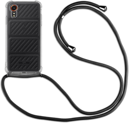 Hülle Kompatibel Mit Samsung Galaxy Xcover 7 | Handykette Smartphone Halskette Hülle Mit Band | Handyhülle Mit Kordel Zum Umhängen Kompatibel Für Galaxy Xcover 7 | Grau Schwarz