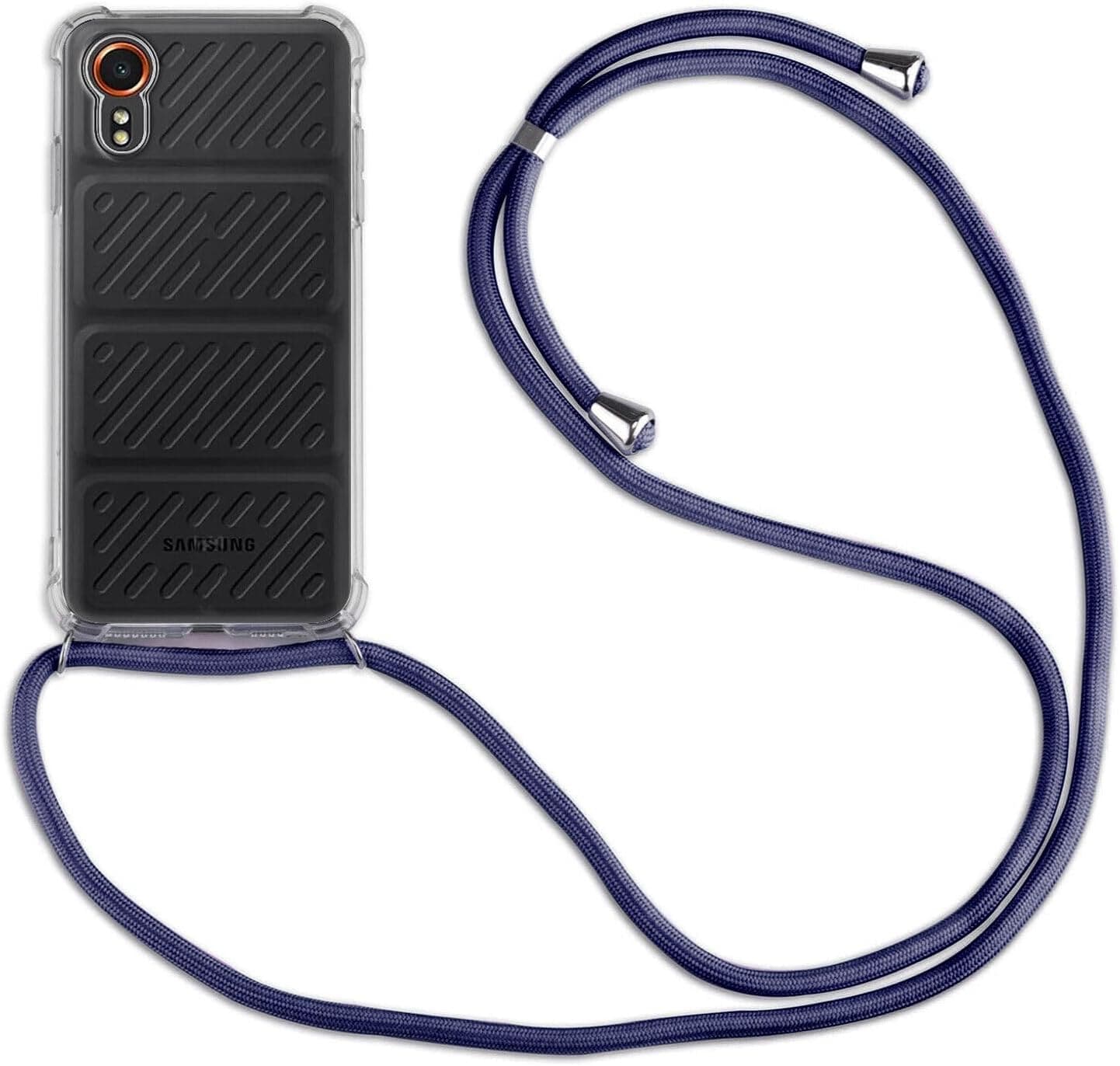 Hülle Kompatibel Mit Samsung Galaxy Xcover 7 | Handykette Smartphone Halskette Hülle Mit Band | Handyhülle Mit Kordel Zum Umhängen Kompatibel Für Galaxy Xcover 7 | Grau Schwarz
