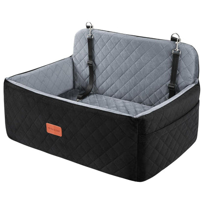 Hunde Autositz Für Mittlerer / Große Hunde, Hunde-Sitzerhöhung Für Mittlerer Oder 2 Kleine Hunde, Abnehmbarer & Waschbarer Hundesitz Auto, Hundebett Auto Für Den Rücksitz Mit 2 Sicherheitsleinen Schwarz / Grau