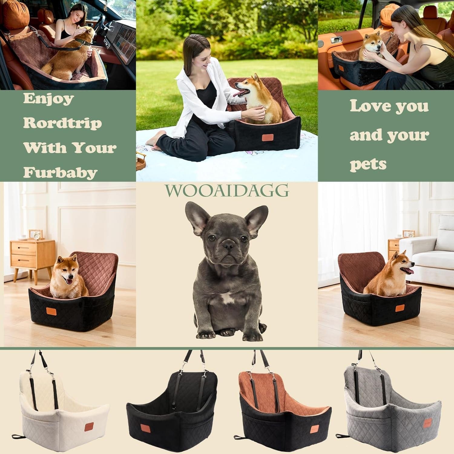 Hundeautositz Für Mittelgroßen Hund, Haustierreise-Autobett Mit Sicherheitsgurt Channle, Abnehmbarer Und Waschbarer Autohundesitz Mit Verstellbaren Gurten, (Red, Medium)