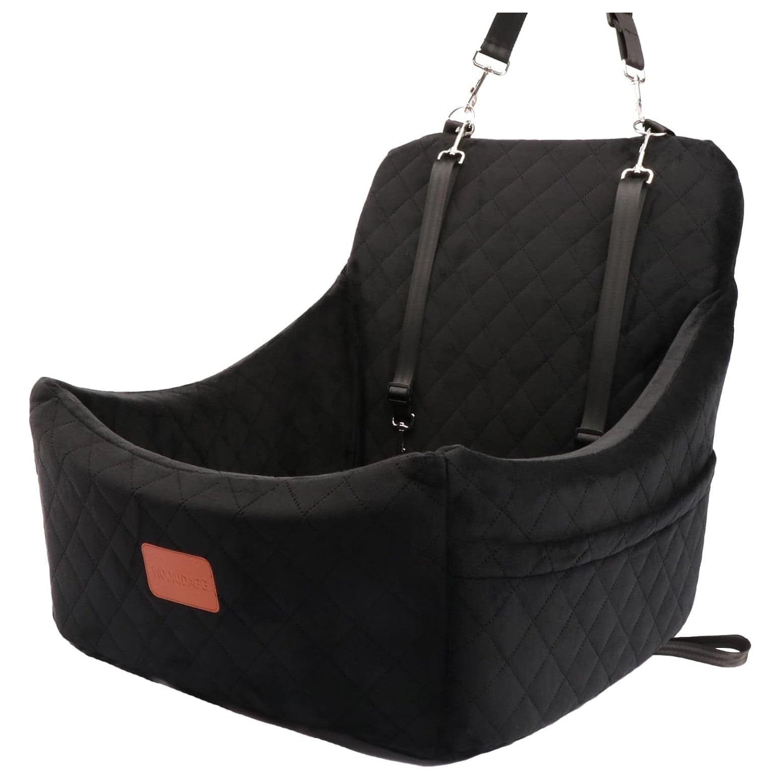 Hundeautositz Für Mittelgroßen Hund, Haustierreise-Autobett Mit Sicherheitsgurt Channle, Abnehmbarer Und Waschbarer Autohundesitz Mit Verstellbaren Gurten, (Red, Medium) Black / Medium