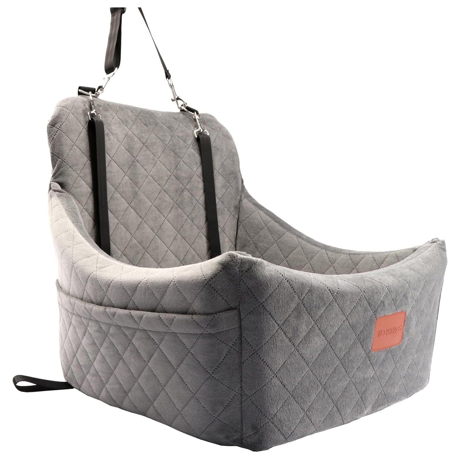 Hundeautositz Für Mittelgroßen Hund, Haustierreise-Autobett Mit Sicherheitsgurt Channle, Abnehmbarer Und Waschbarer Autohundesitz Mit Verstellbaren Gurten, (Red, Medium) Grey / Medium