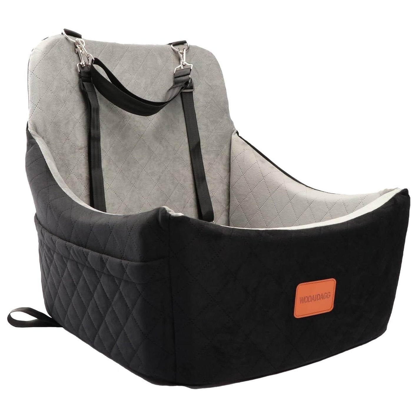 Hundeautositz Für Mittelgroßen Hund, Haustierreise-Autobett Mit Sicherheitsgurt Channle, Abnehmbarer Und Waschbarer Autohundesitz Mit Verstellbaren Gurten, (Red, Medium) Schwarz/Grau / Medium