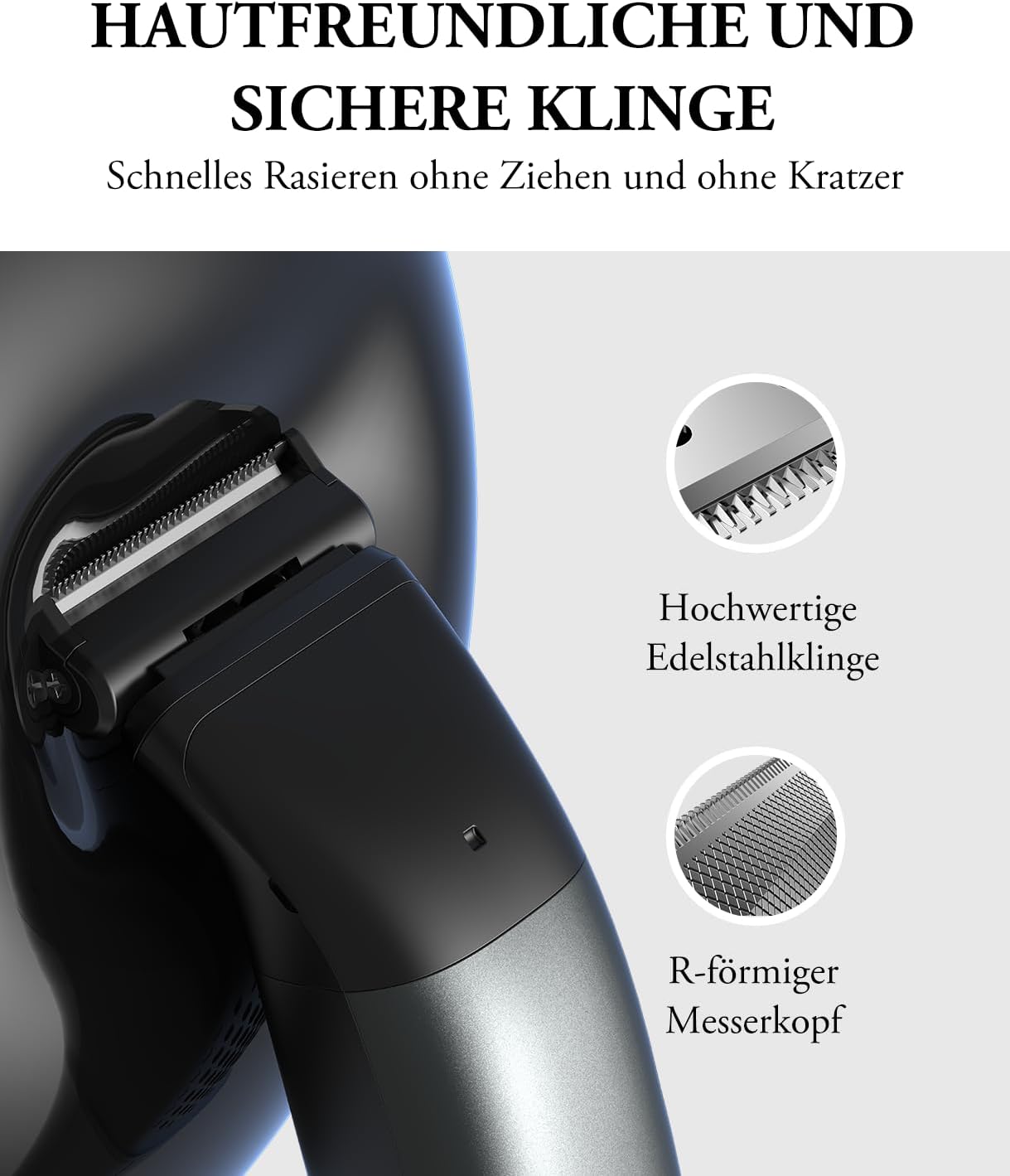Intimrasierer Mann, Kensen 2 in 1 Rasierer Herren Intimbereich Wasserdicht Körperrasierer Herren Typ-C Bodygroom Herren Nass Trocken Intim Rasierer Männer Beine Brust Achselhöhle Leiste Aufsteckkämme Schwarz