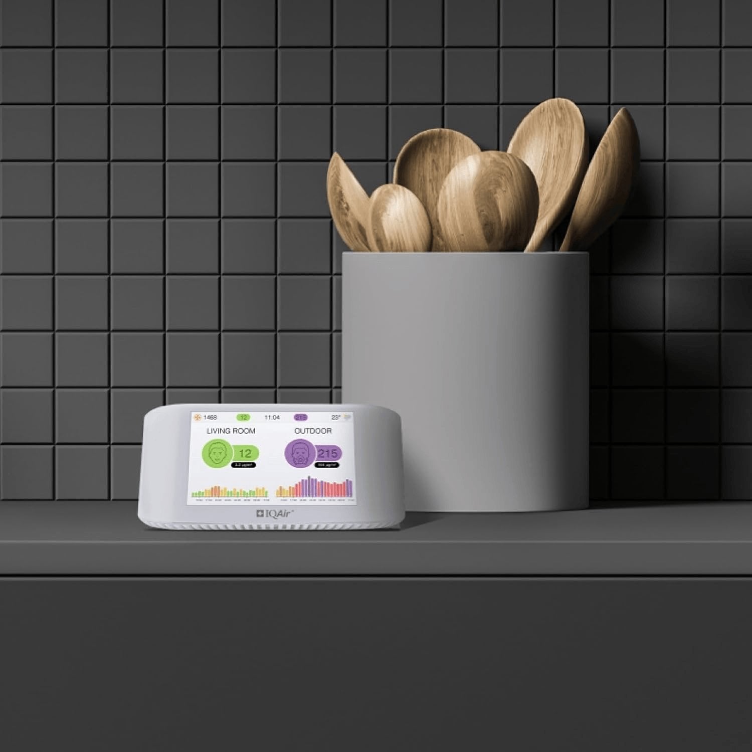 Iqair Airvisual Indoor Luftqualitätsmessgerät Für Innenräume. CO2 Messgerät & PM2.5 Feinstaubmonitor Mit App. Wifi Smart Air Quality Monitor Mit AQI Echtzeitdaten, Temperatur & Luftfeuchtigkeit