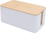 Kabel-Ordnungsbox Weiße Kabelbox Mit Bambusdeckel Kabel-Organizer Kabelmanagement-Box Zum Verstecken Von Kabeln Und Steckern
