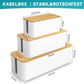 Kabelbox - 3Er Set Aus Abs-Kunststoff Mit Bambusdeckel - Schreibtisch Organizer Zum Kabel Verstecken - Kabelmanagement Box Groß, Medium & Klein (Weiß)