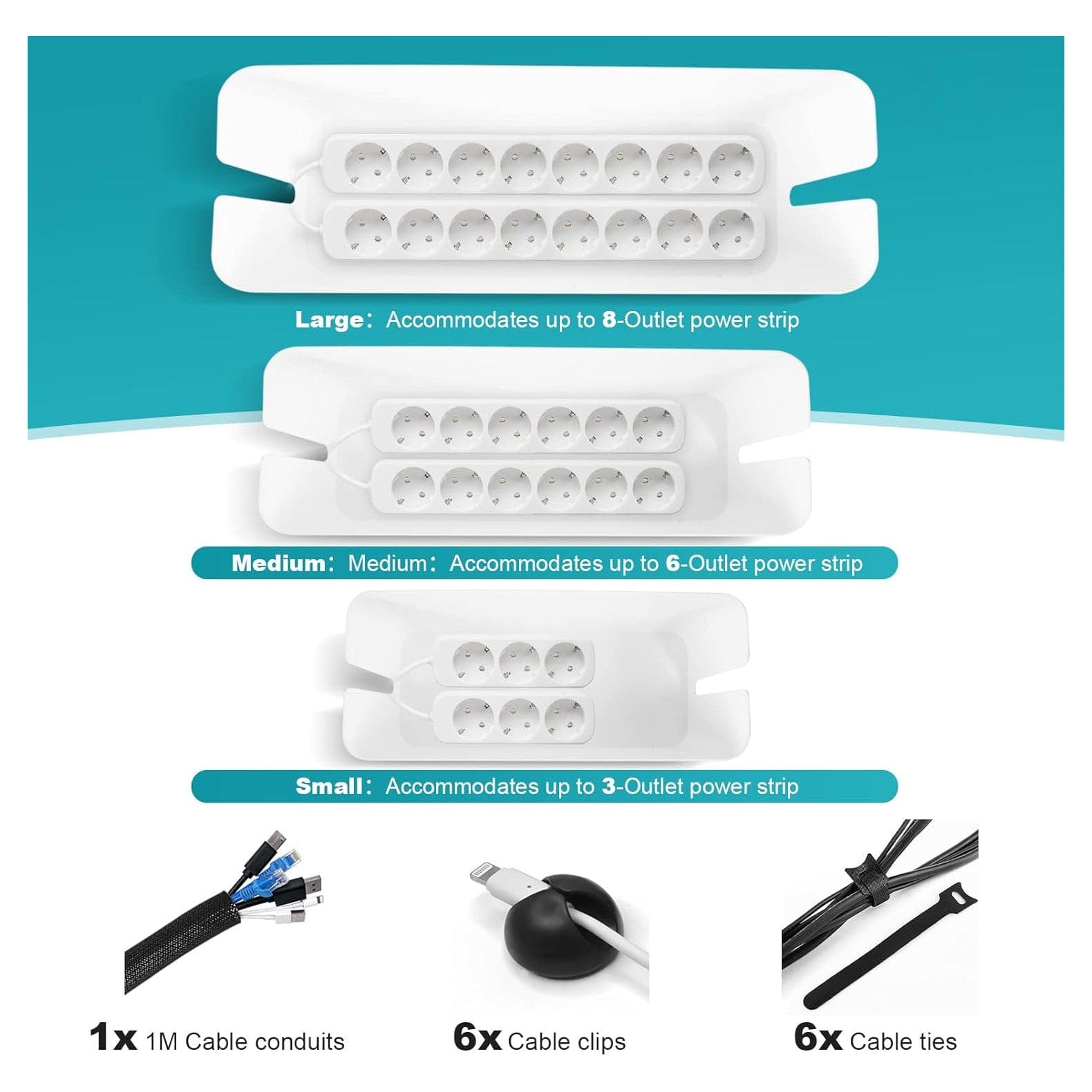 Kabelbox - 3er-Set mit Bambusdeckel