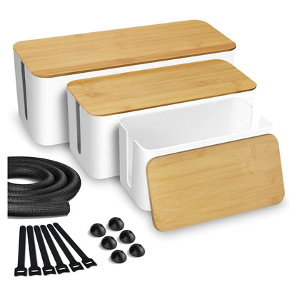 Kabelbox - 3er-Set mit Bambusdeckel