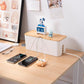 Kabelbox Mit Bambusdeckel, Kabelmanagement-Organizer, Aufbewahrungsbox Zum Verstecken Von Kabeln Organisieren Computerverkabelung 32X13,5X12,5Cm, Weiß