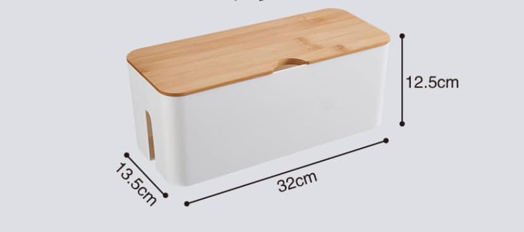 Kabelbox Mit Bambusdeckel, Kabelmanagement-Organizer, Aufbewahrungsbox Zum Verstecken Von Kabeln Organisieren Computerverkabelung 32X13,5X12,5Cm, Weiß