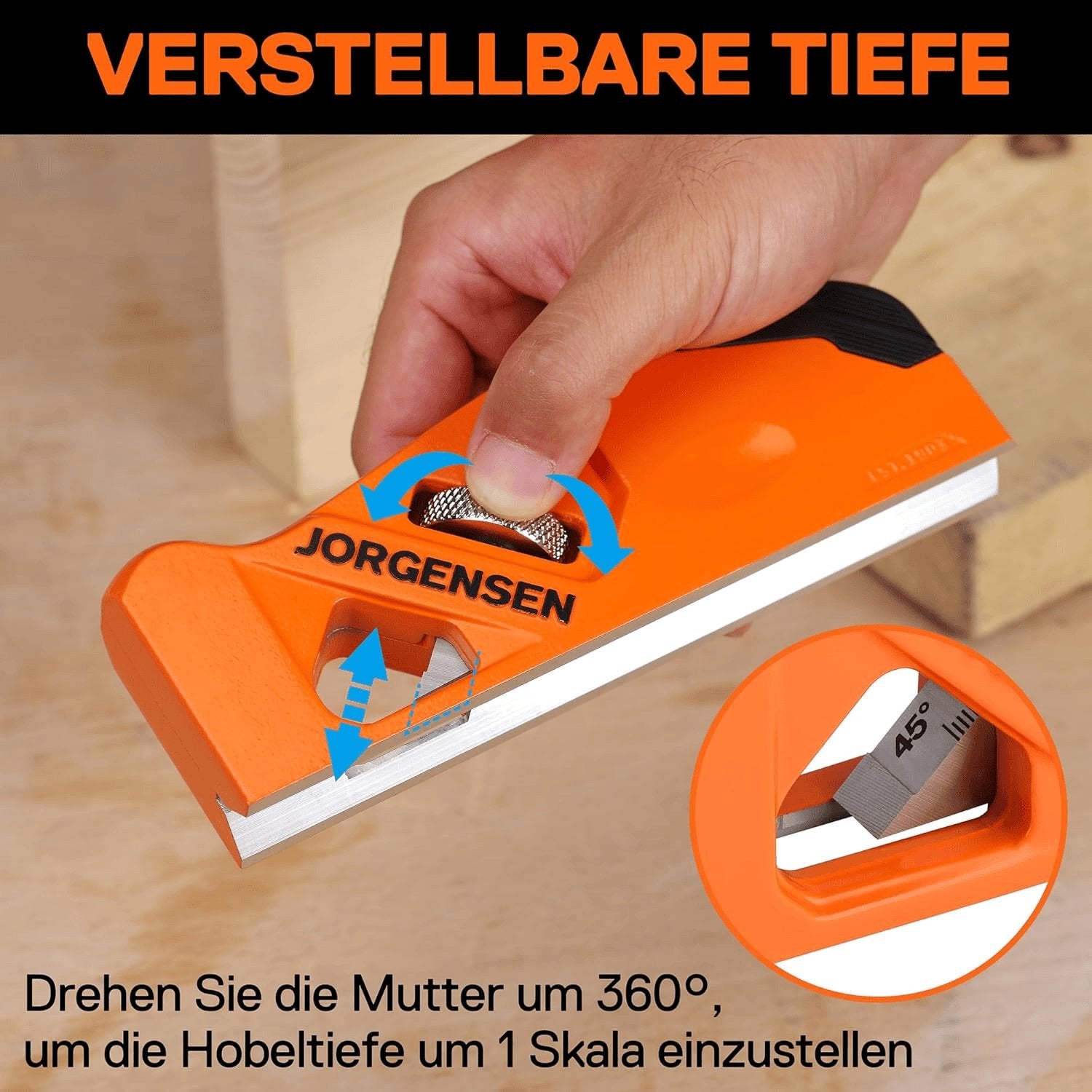 Kantenhobel Holz Mit 4 Schneidköpfen 45°/3/5/6Mm, Fasenhobel Eckhobel Für Holzbearbeitung, Einfache Wechsel Und Aufbewahrung Handhobel Für Tischler, Schreiner, Holzbearbeiter