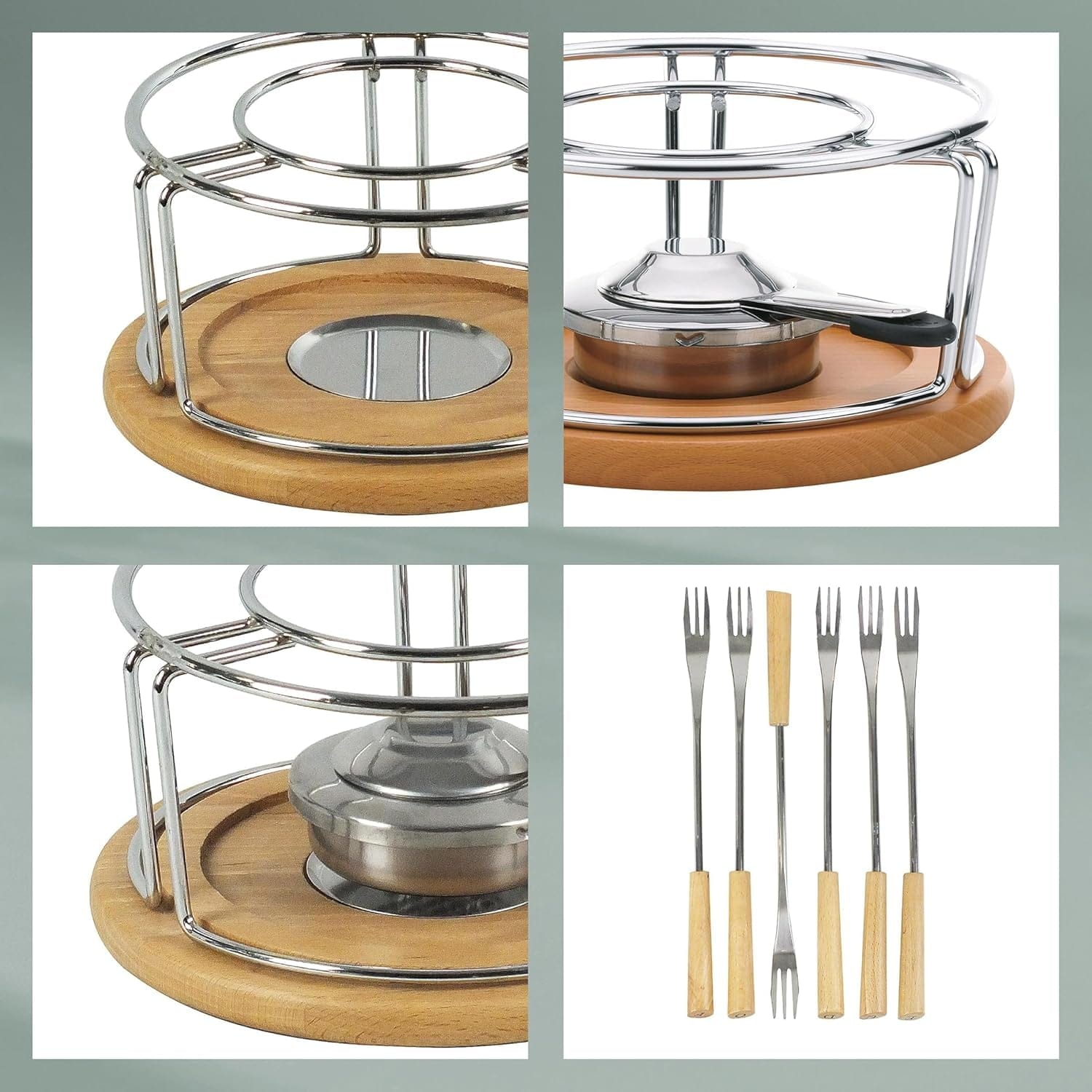 Kela Käsefondue Set 10Tlg, Keramik Fondue Für 6 Personen NATURA, Käse Fondueset Mit Brennpastenhalter, Gabeln, Gabelhalter